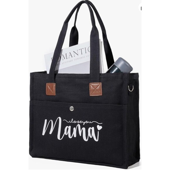 🖤 “I Love You Mama” Tote & Silver Keychain Gift Set – Brand New - Picture 1 of 9